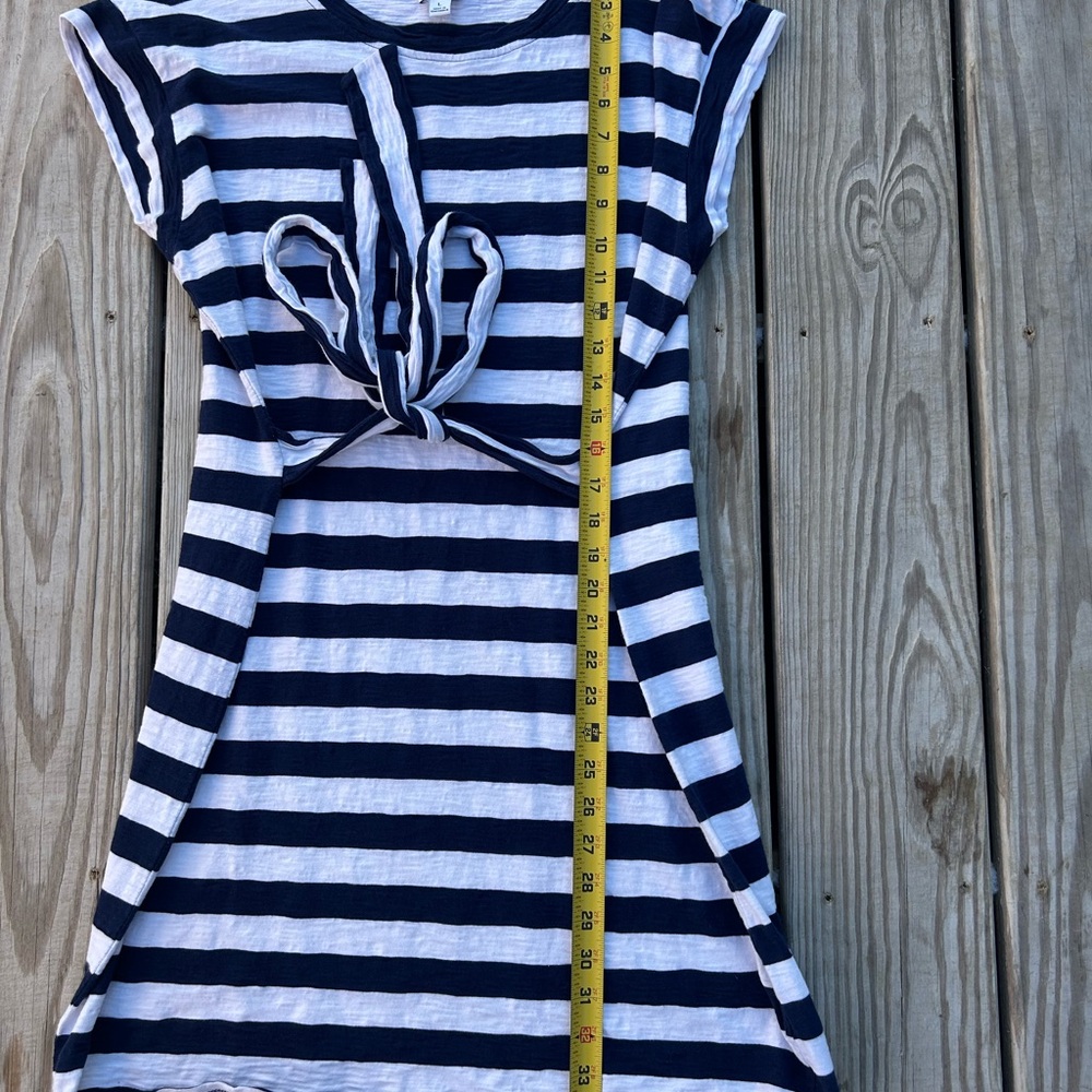 J Crew Navy White Striped‎ Tie Waist T-Shirt Dress in 100% Cotton | Sz L Classic - Picture 12 of 16